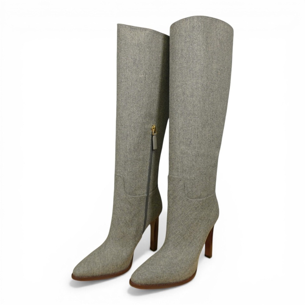 Ralph Lauren Purple Label Brently Wool Tall Boots Womens 8.5 39B Grey Knee High